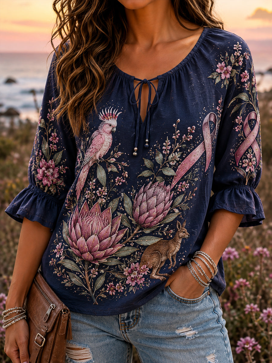 Women's Australian Breast Cancer Awareness Art Print T-Shirt