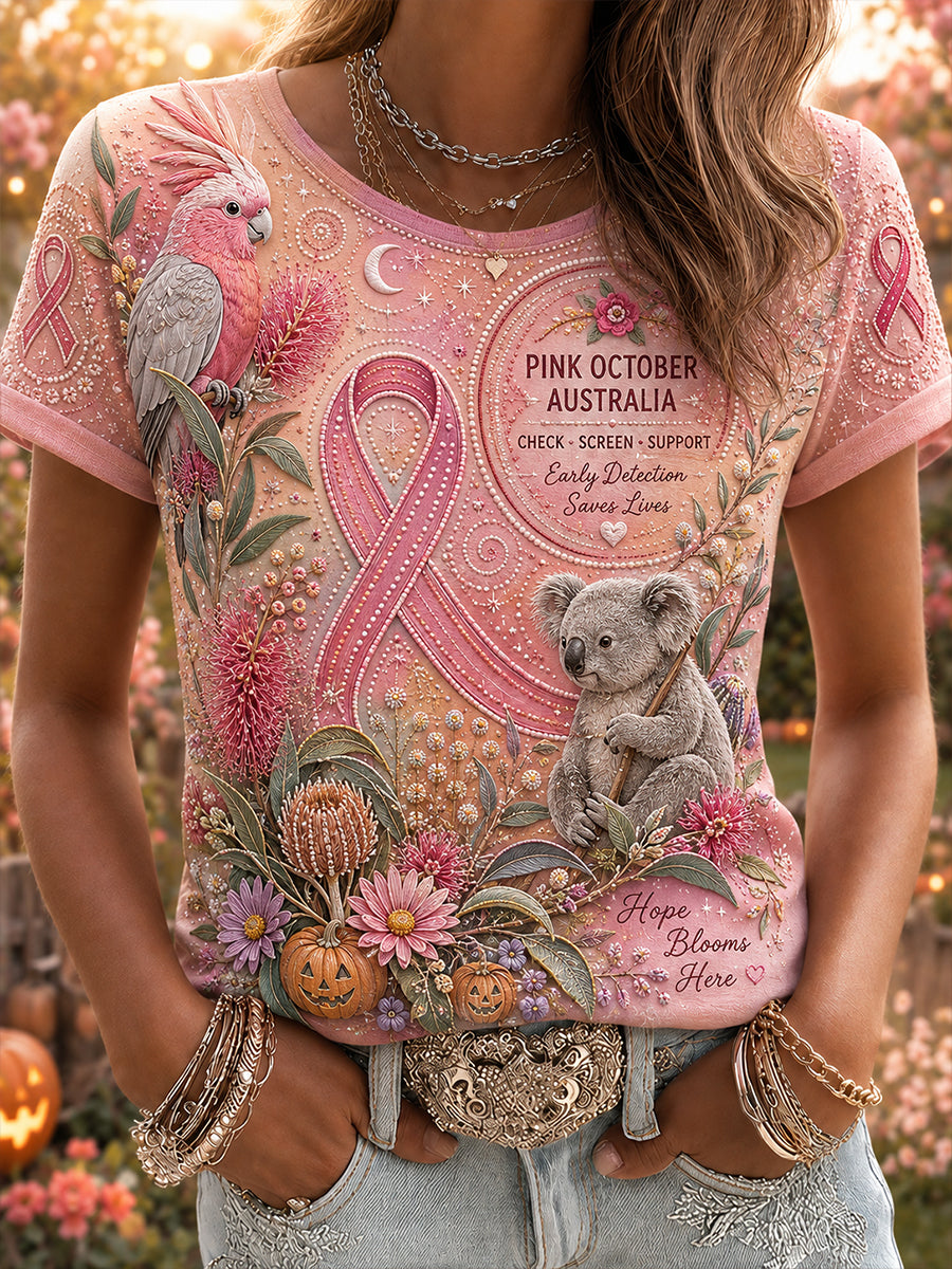 Women's Breast Cancer Awareness Australia Short-Sleeved T-Shirt