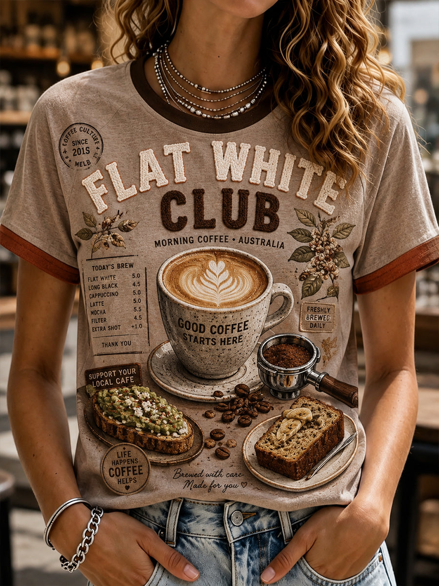 Women's Australian-Style Breakfast Round Neck Short Sleeve T-Shirt