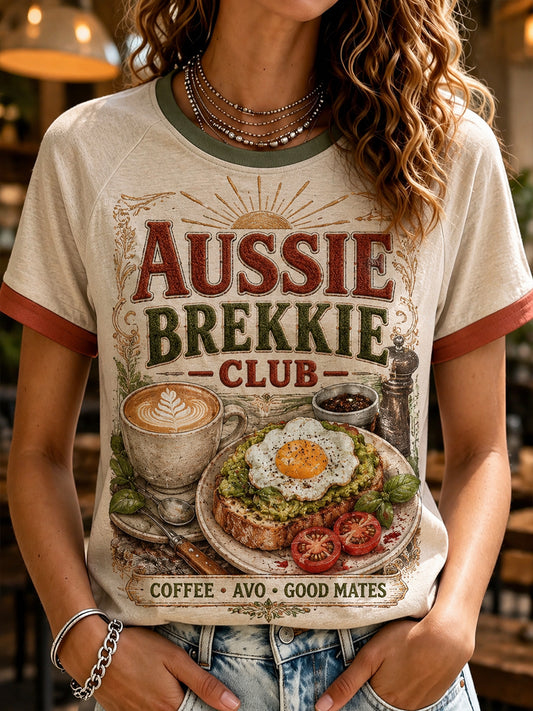 Women's Australian-Style Breakfast Round Neck Short Sleeve T-Shirt