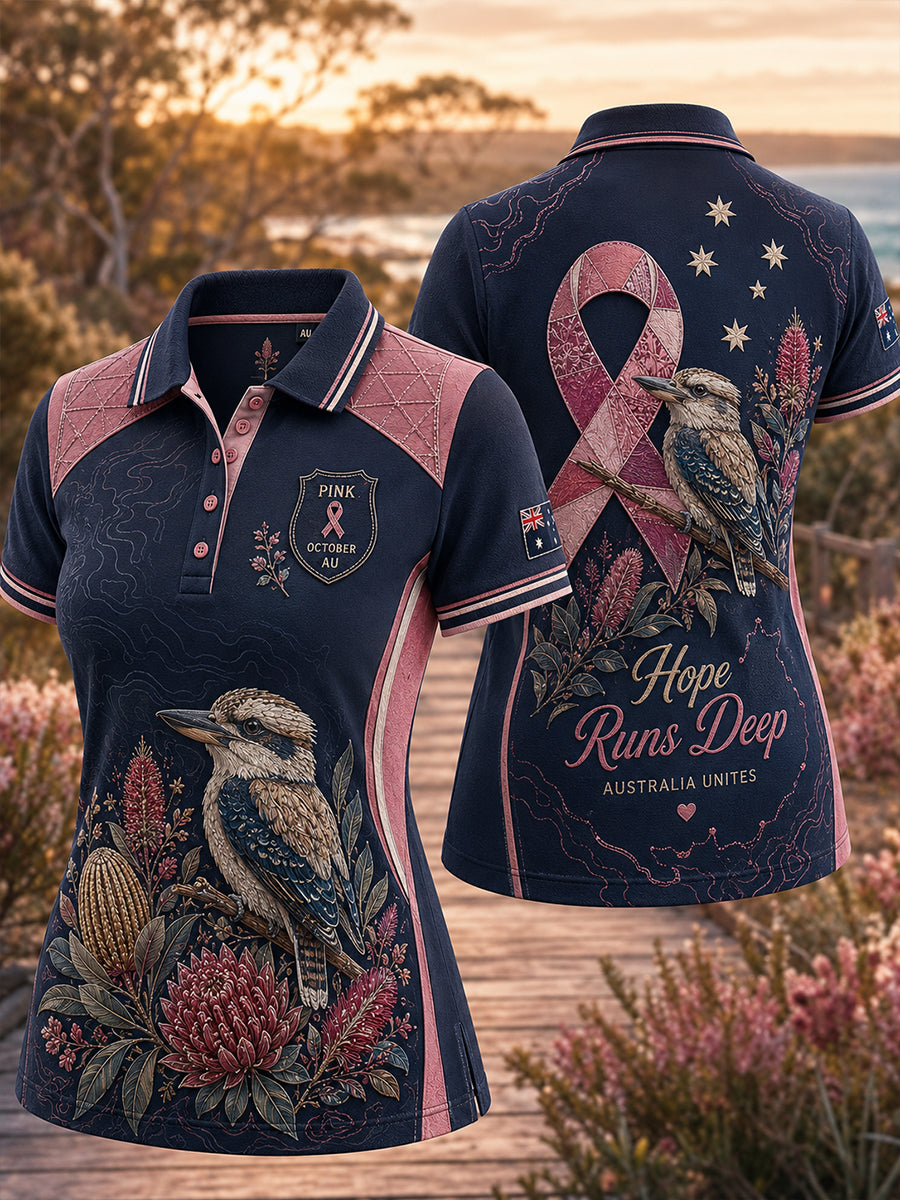Women's October Breast Cancer Awareness Campaign In Australia Polo T-Shirt