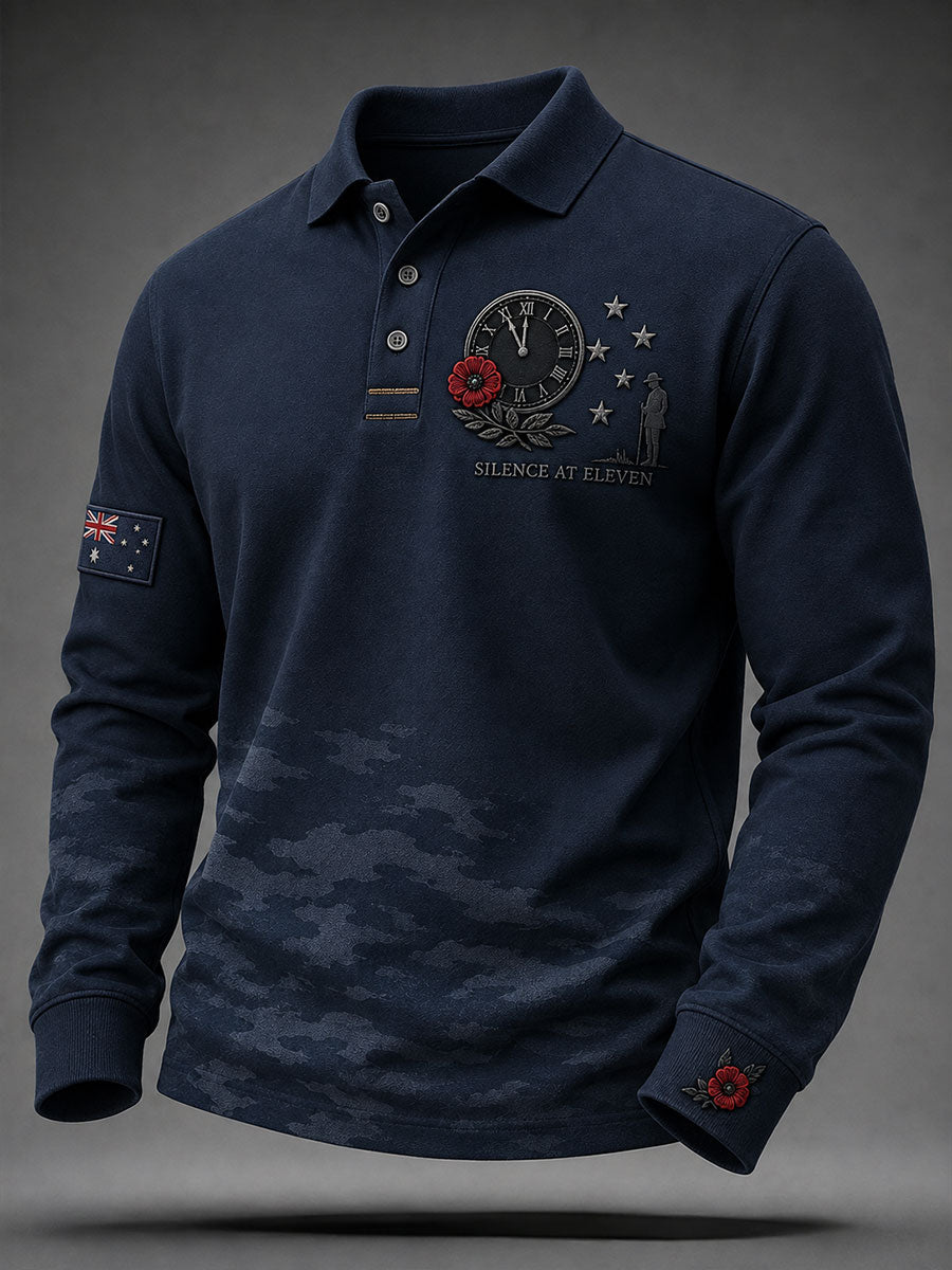 Men's Australian Veteran Printed long sleeve polo