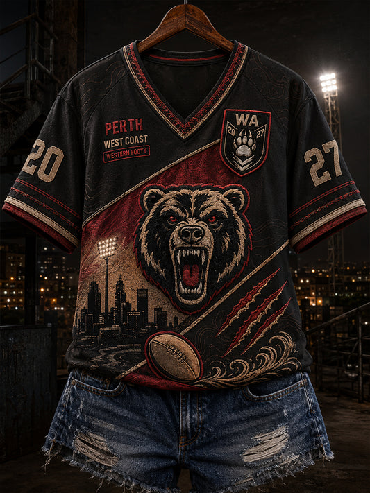 Women's Perth Bears Rugby Fan V-Neck Short Sleeve T-Shirt