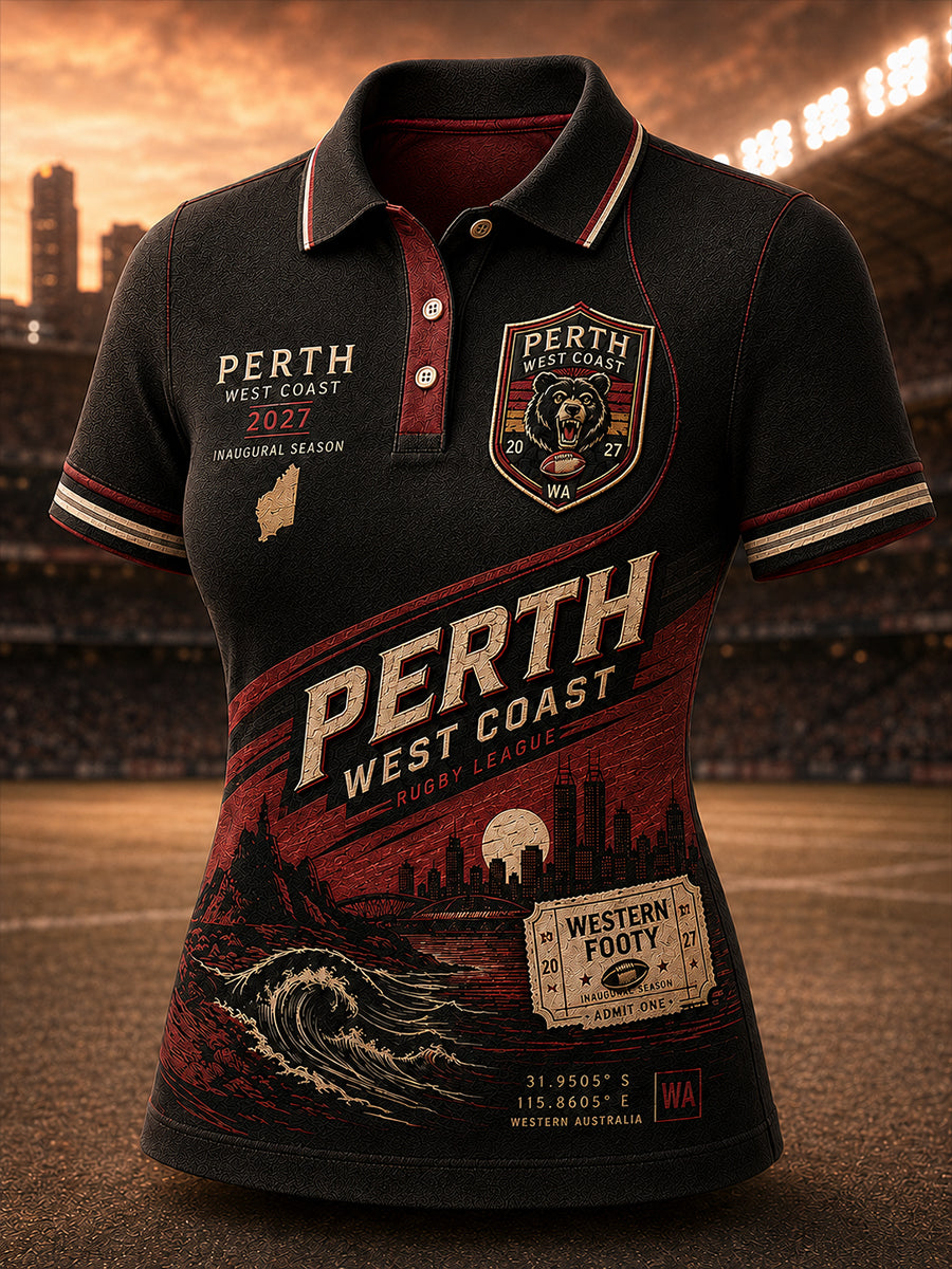 Women's Australian Rugby Perth Bears Fans Polo T-Shirt