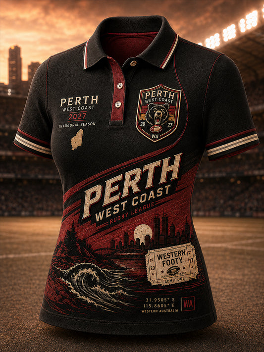 Women's Australian Rugby Perth Bears Fans Polo T-Shirt