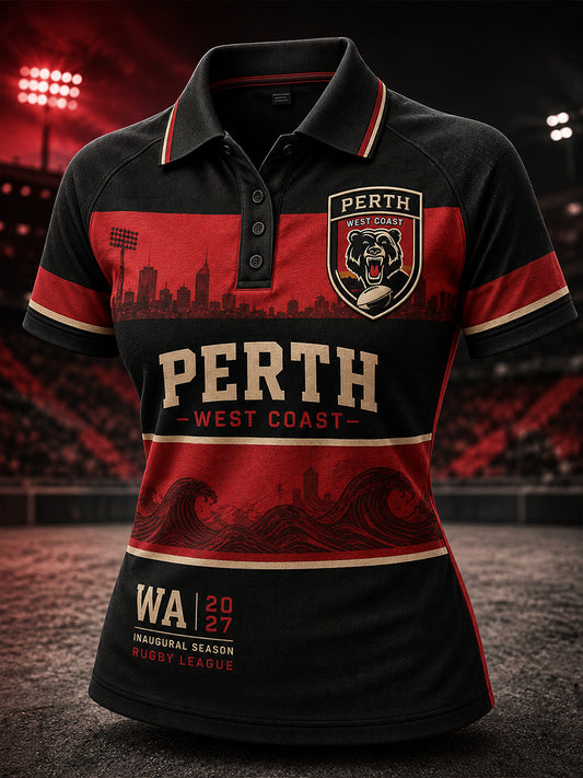 Women's Australian Rugby Perth Bears Fans Polo T-Shirt