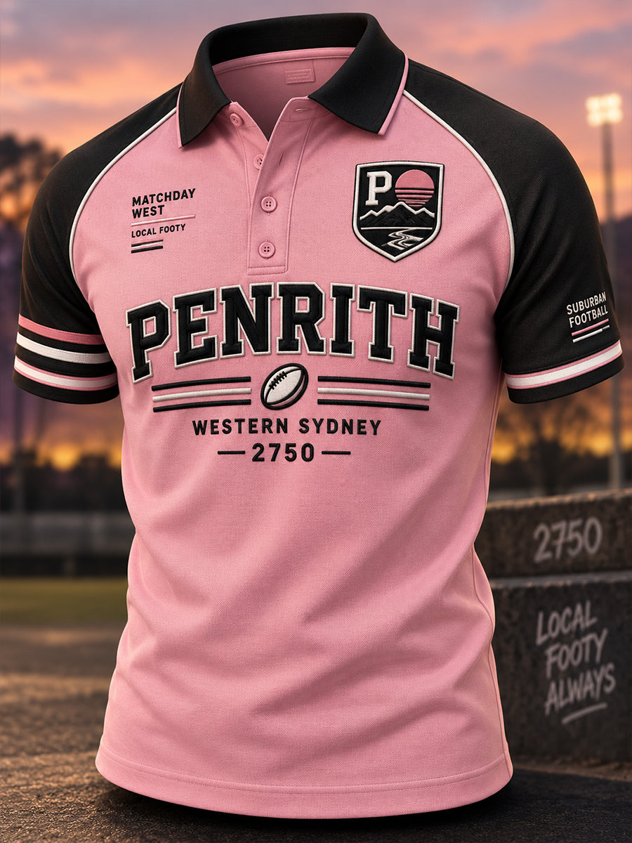 Men's Australian Rugby Penrith Panthers Fans Lover  Print Polo Shirt