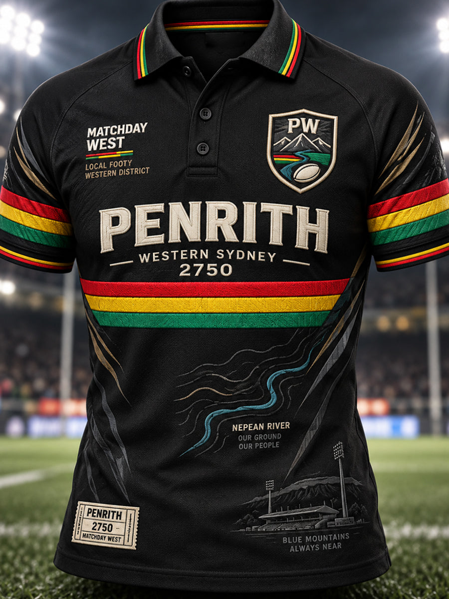 Men's Australian Rugby Penrith Panthers Fans Lover  Art Print Polo Shirt