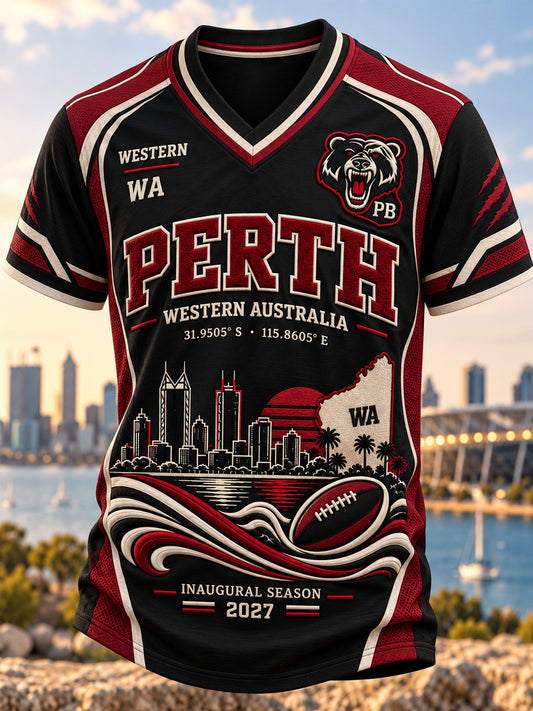Men's Australian Rules Football Perth Bears Fans Lover  V-neck T-shirt