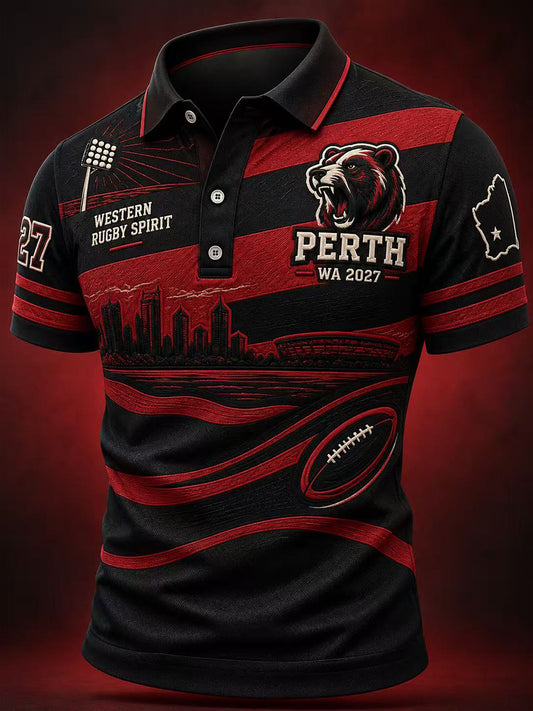 Men's Australian Rules Football Perth Bears Fans Lover Short Sleeve Shirt