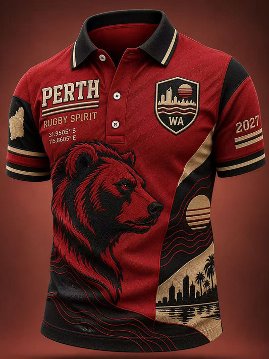 Men's Australian Rules Football Perth Bears Fans Lover Short Sleeve Shirt