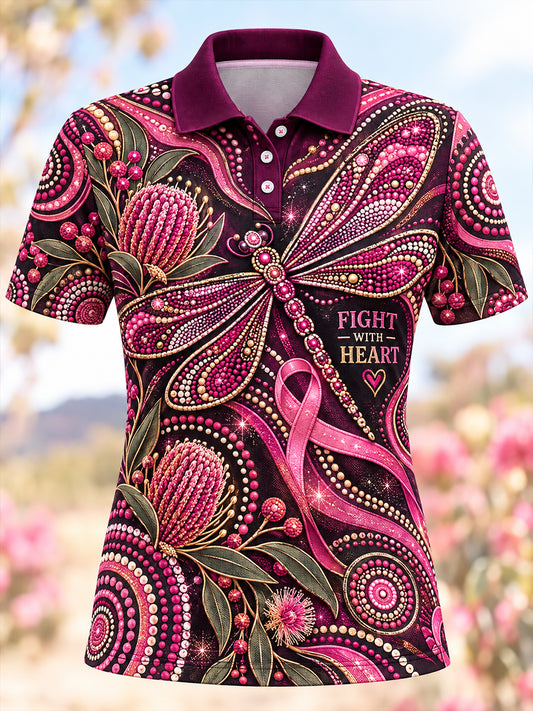 Women's Breast Cancer Awareness In Australia Short-Sleeved Polo T-Shirt