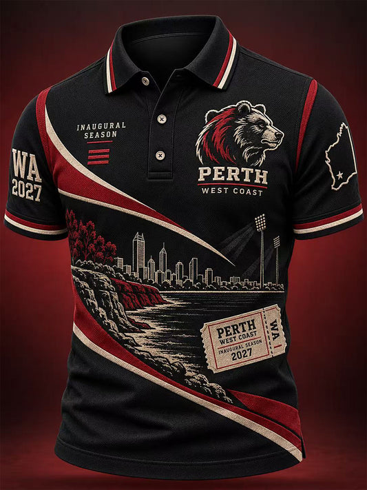 Men's Australian Rules Football Perth Bears Fans Lover Short Sleeve Shirt