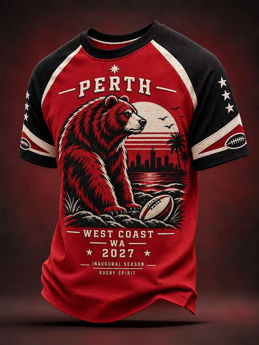 Men's Australian Rules Football Perth Bears Fans Lover Short Sleeve T-Shirt