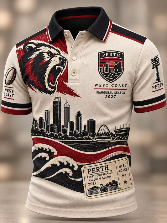 Men's Australian Rules Football Perth Bears Fans Lover Short Sleeve Shirt