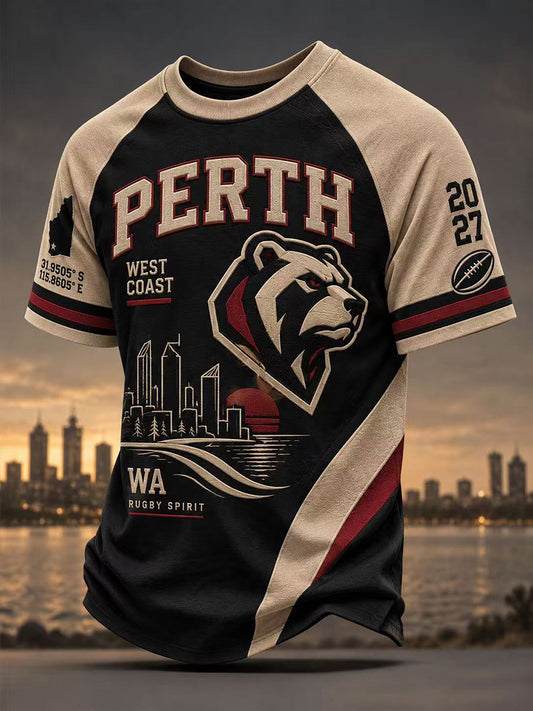 Men's Australian Rules Football Perth Bears Fans Lover Short Sleeve T-Shirt