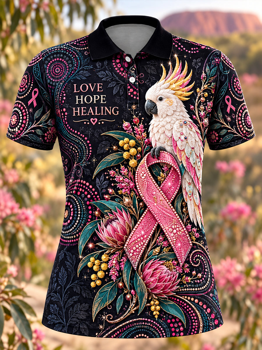 Women's Breast Cancer Awareness In Australia Short-Sleeved Polo T-Shirt