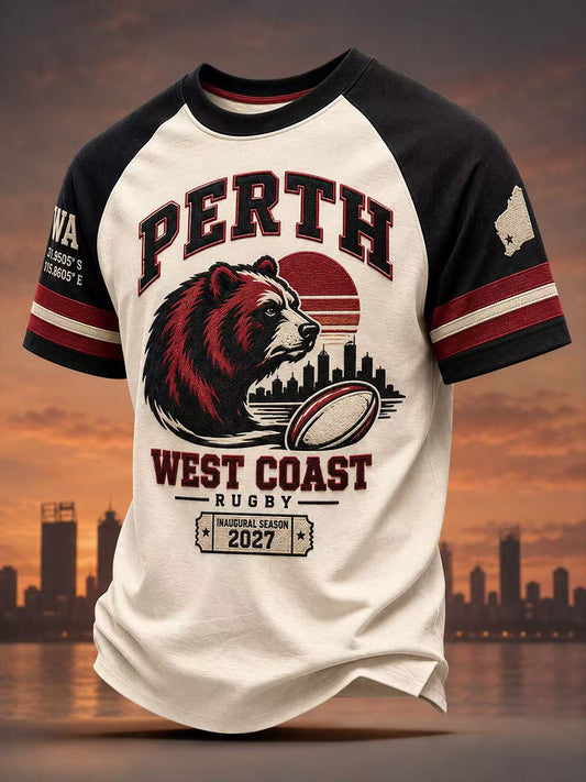 Men's Australian Rules Football Perth Bears Fans Lover Short Sleeve T-Shirt