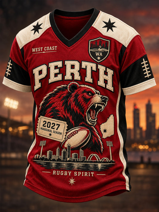 Men's  Australian Rugby Perth Bears Fans Lover V-neck T-shirt