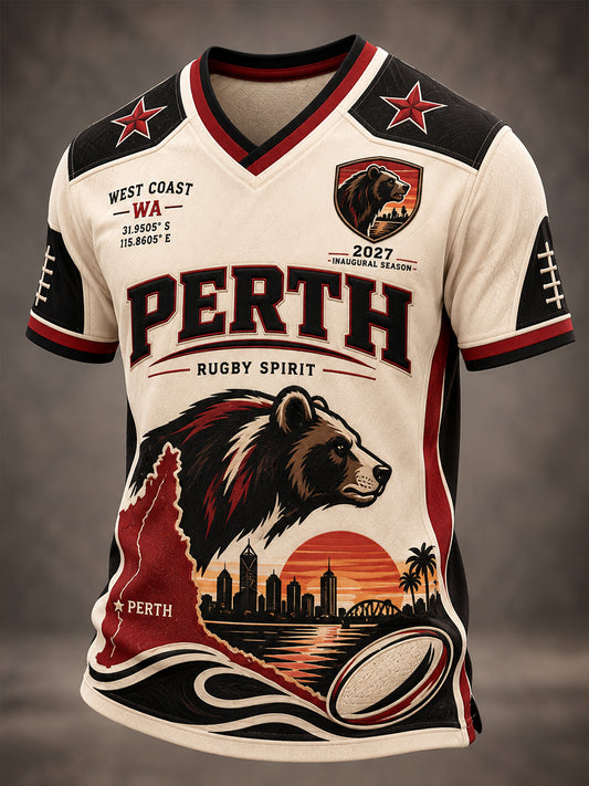 Men's  Australian Rugby Perth Bears Fans LoverV-neck T-shirt
