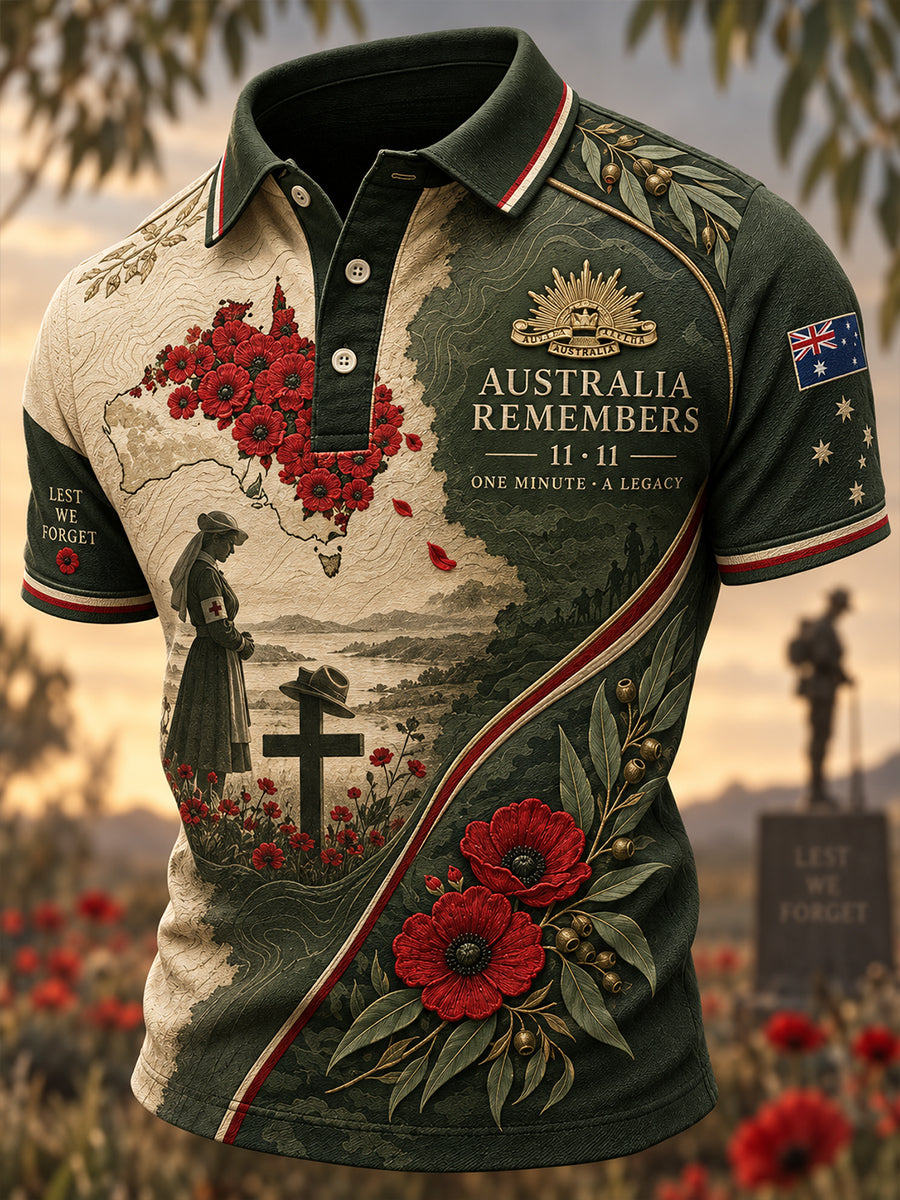 Men's Remembrance Day Commemoration For Veterans In Australia Short Sleeve Shirt
