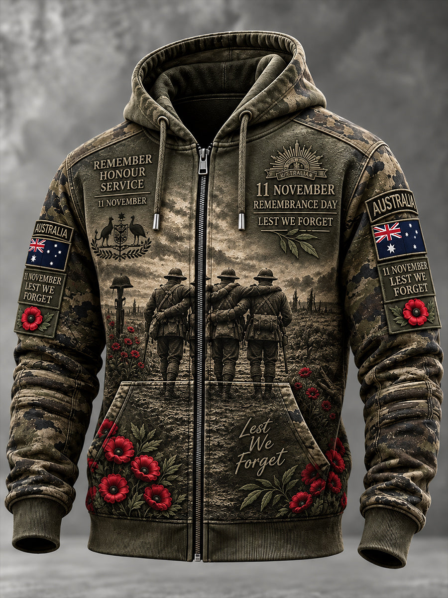Men's Remembrance Day In Australia Zip-Up Hoodie