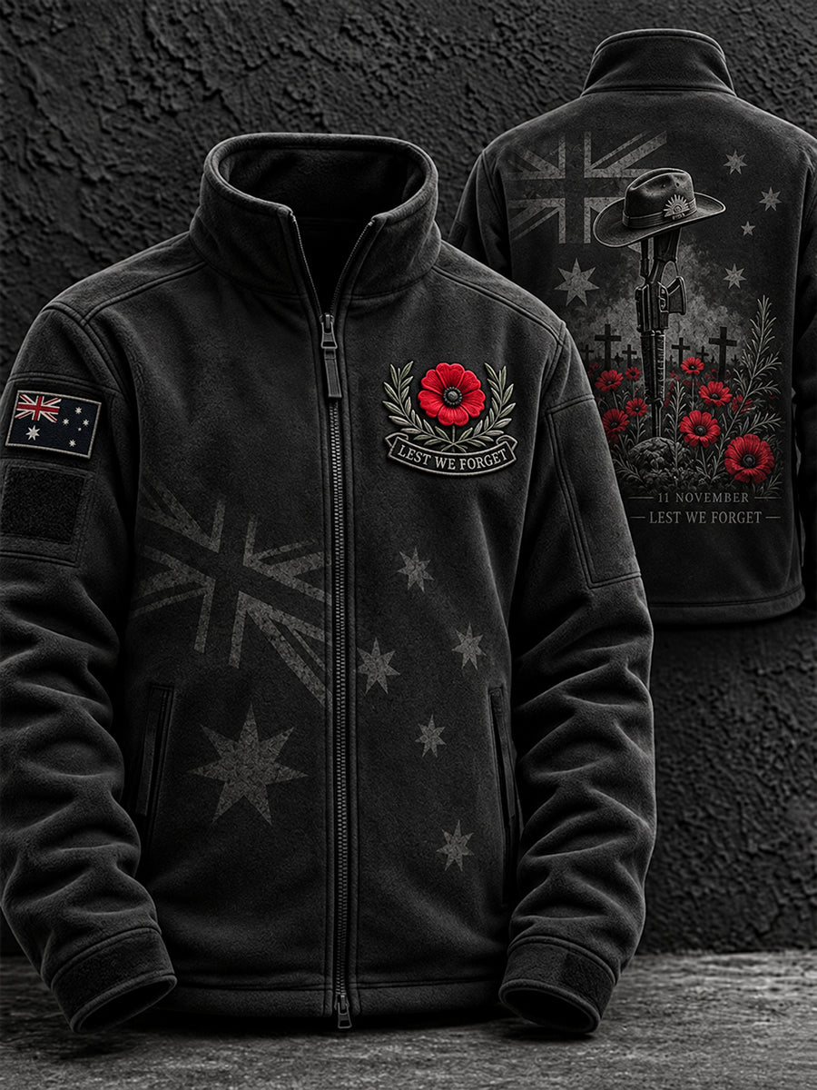 Men's Remembrance Day In Australia Zip Stand Collar Sweatshirt