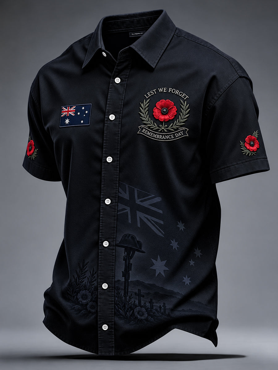 Men's Remembrance Day In Australia Art Print Short-Sleeved Shirt