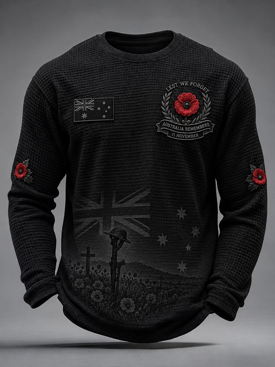 Men's Remembrance Day in Australia  Waffle Long Sleeve T-Shirt