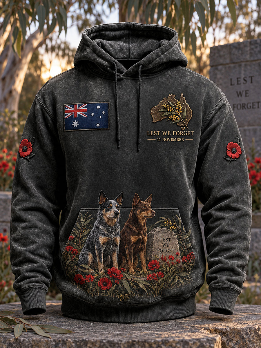 Vintage-Style Australian Remembrance Day Commemorative Art Print Casual Hoodie