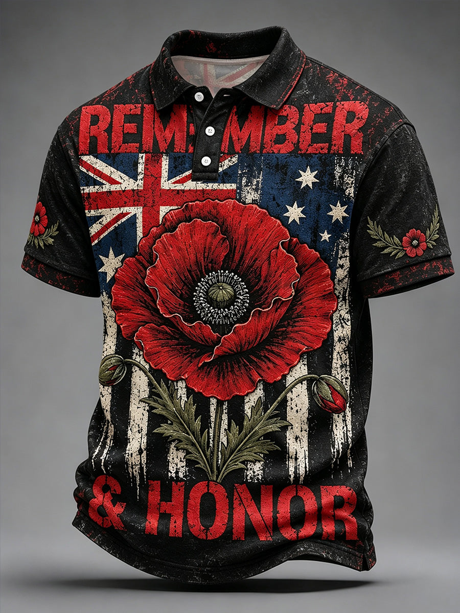 Men's Australia Remember & Honor Print Polo Shirt