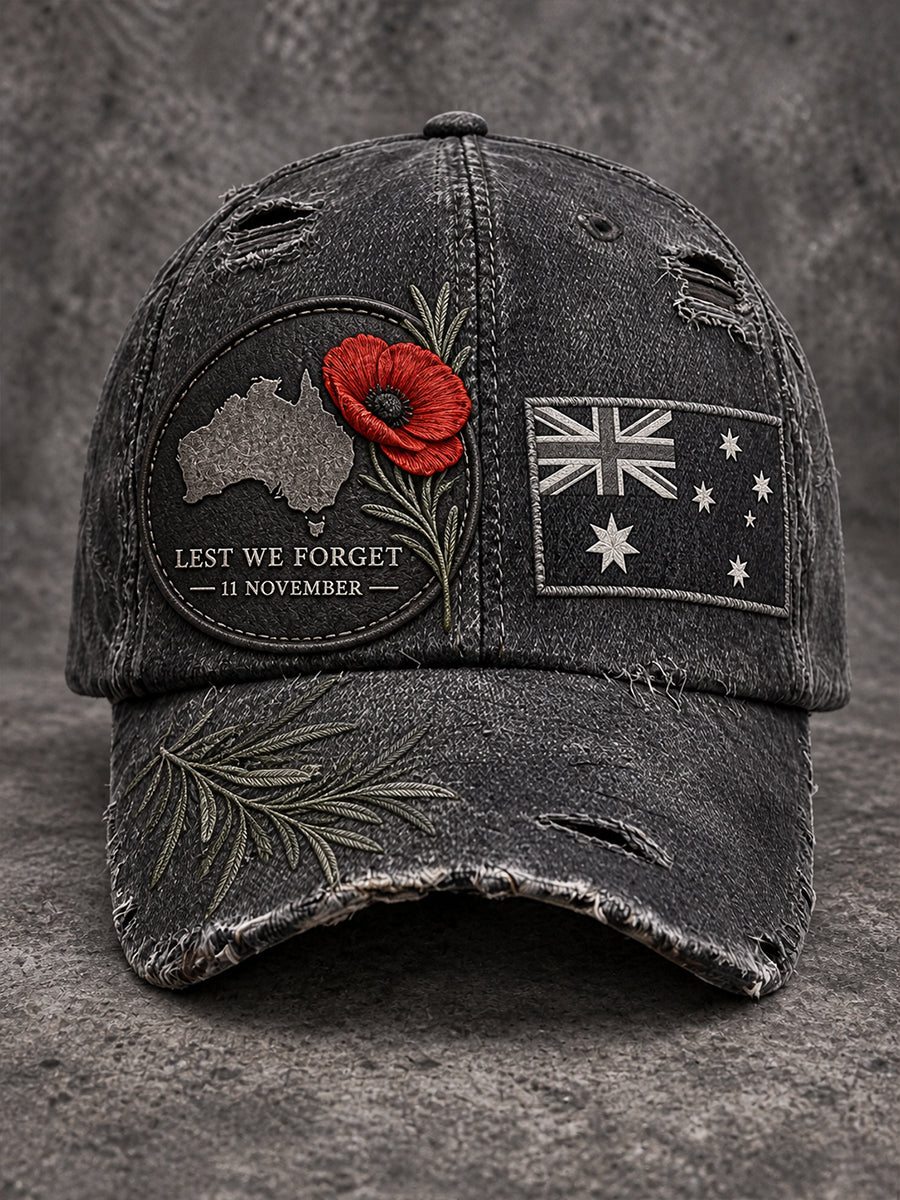 Unisex Vintage Australian Remembrance Day Commemorative Art Print Casual Hat