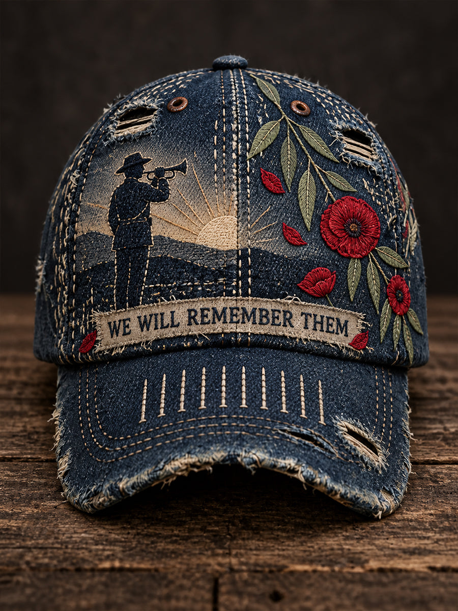 Unisex Vintage Australian Remembrance Day Commemorative Art Print Casual Hat