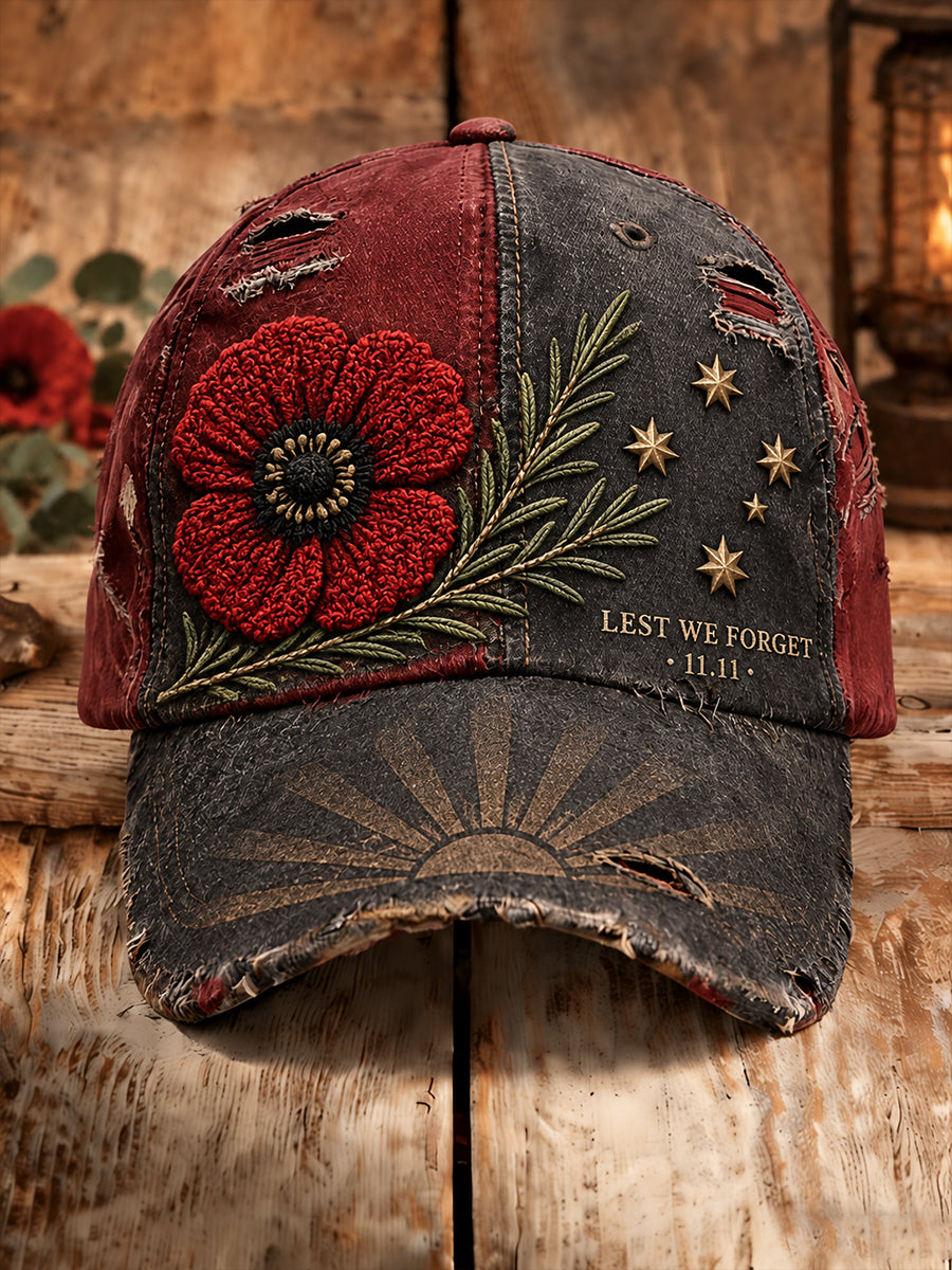 Unisex Vintage Australian Remembrance Day Commemorative Art Print Casual Hat
