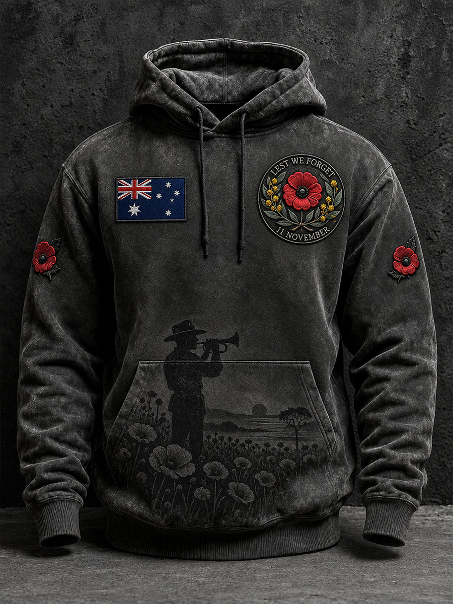 Vintage-Style Australian Remembrance Day Commemorative Art Print Casual Hoodie