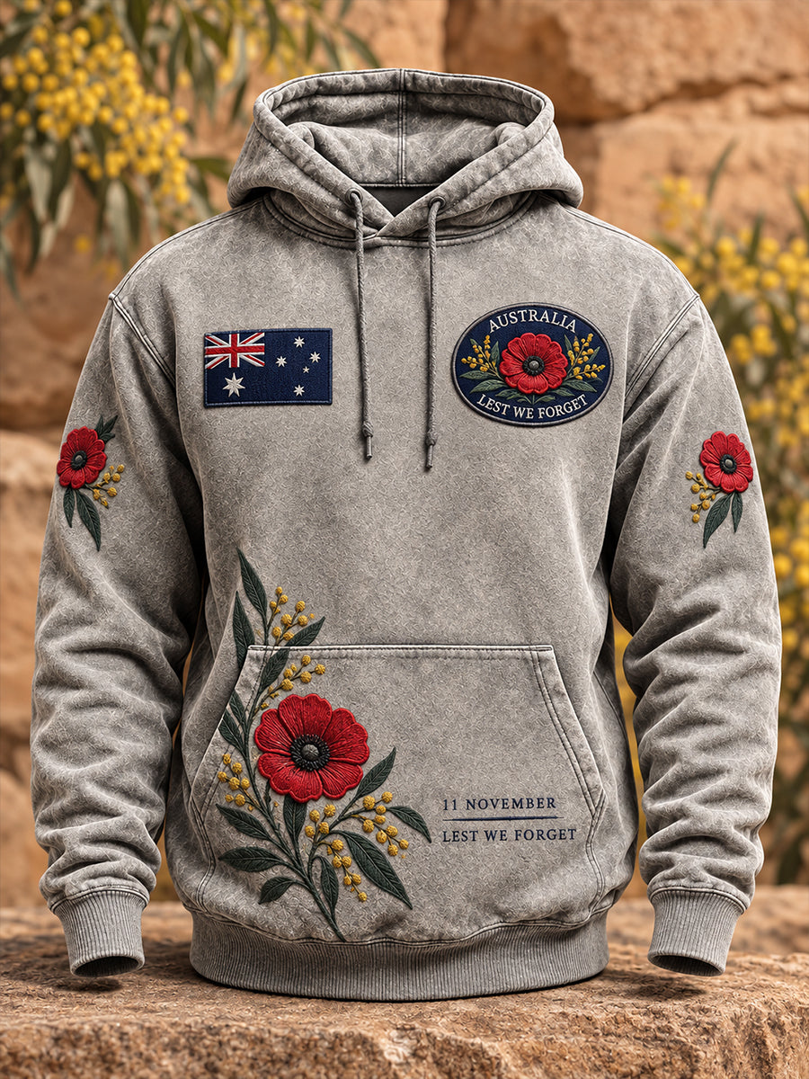 Vintage-Style Australian Remembrance Day Commemorative Art Print Casual Hoodie