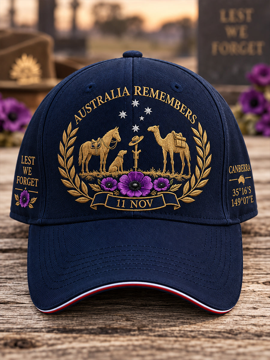 Unisex Australia Remembrance Day War Animal Memorial Hat