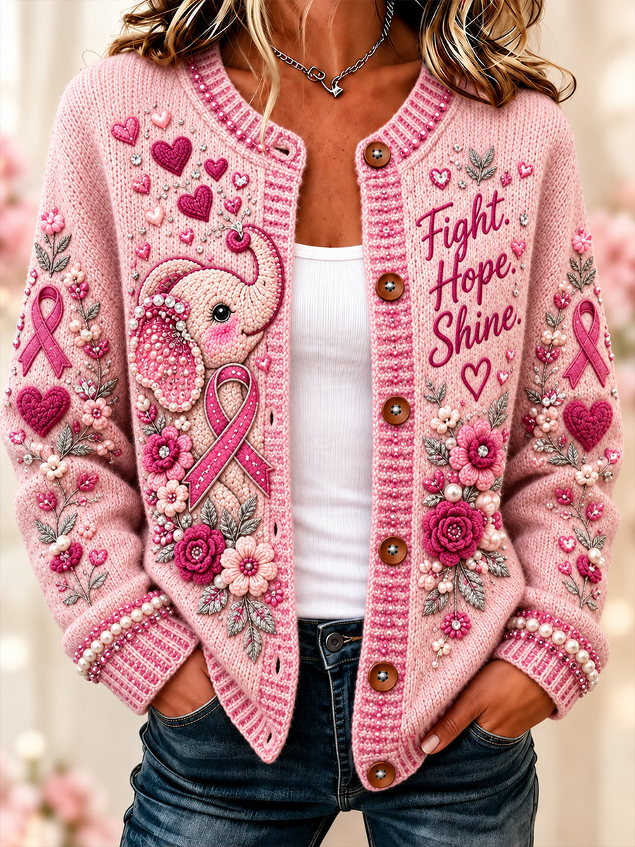 Women's Breast Cancer Awareness in Australia Print Button Cardigan