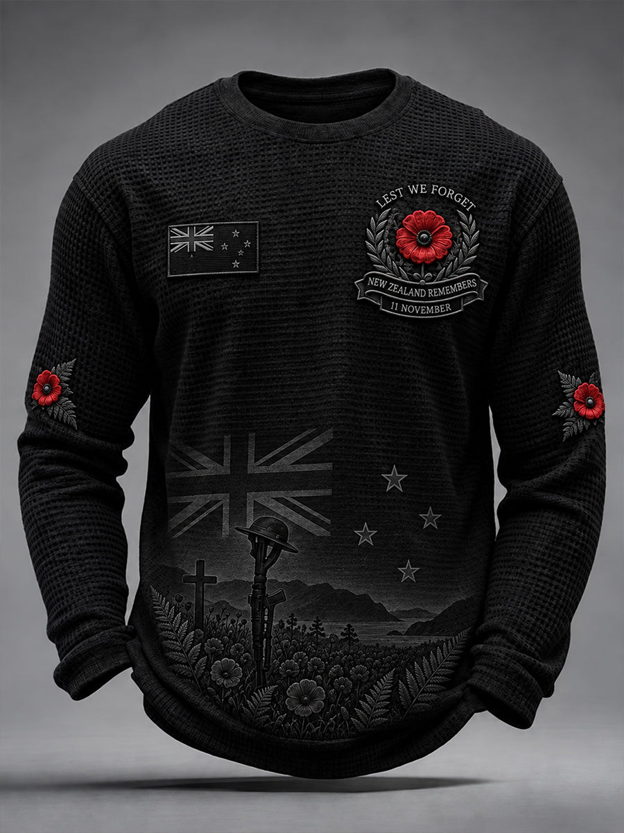 Men's Remembrance Day  in New Zealand Waffle Long Sleeve T-Shirt