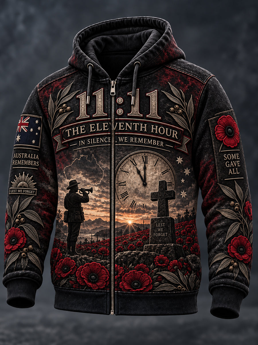 Men's Remembrance Day in Australia  Zip-Up Hoodie