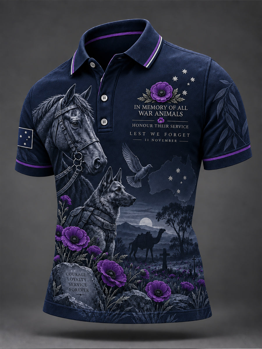 Men's Australian War Animal Memorial For Remembrance Day Short-Sleeved  hirt
