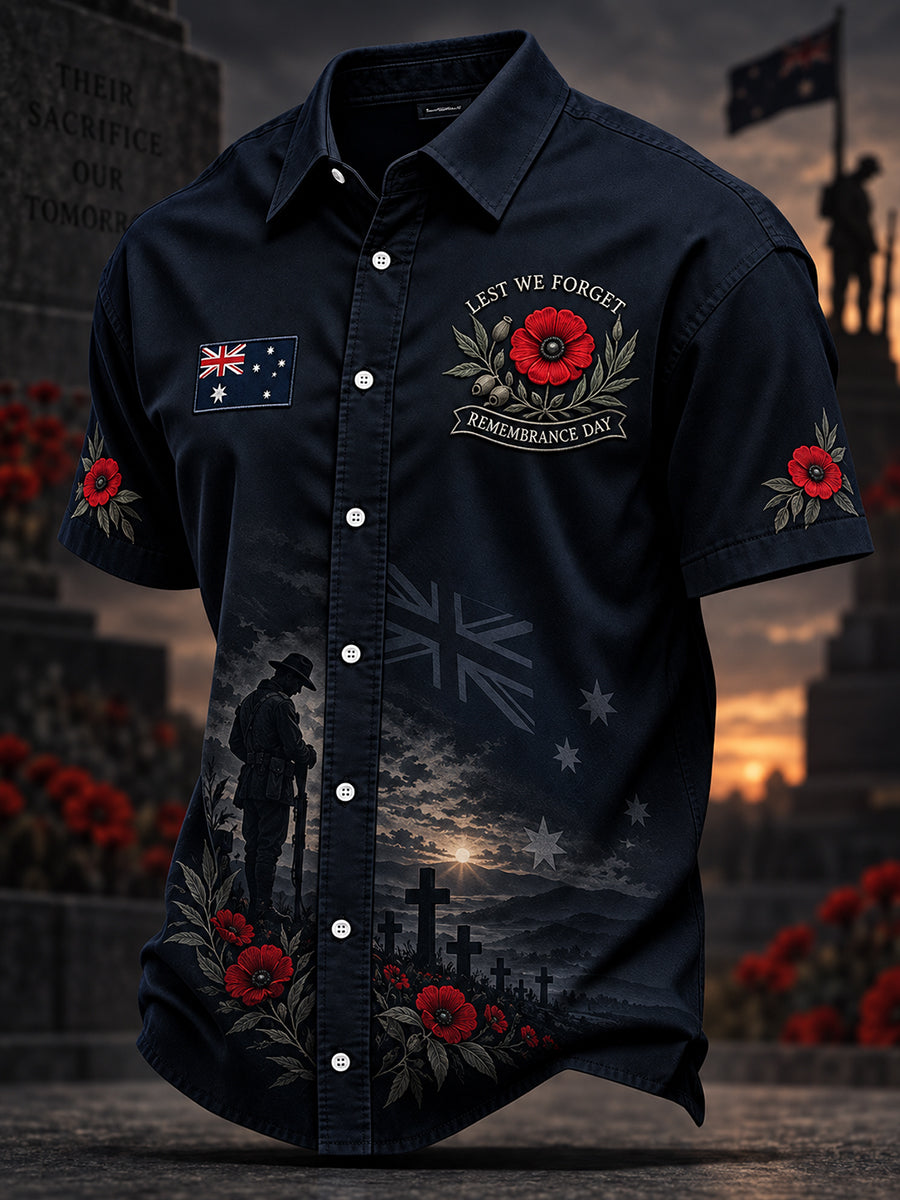 Men's Remembrance Day in Australia  Art Print Short-Sleeved Shirt