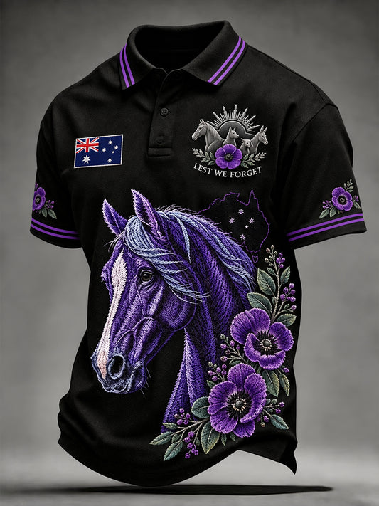 Men's Australian War Animal Memorial For Remembrance Day Short-Sleeved  Shirt