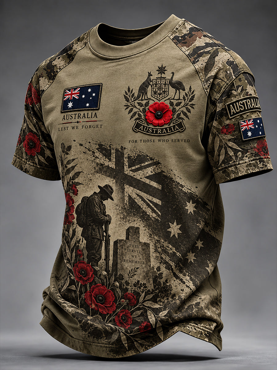 Men's Australian Veterans Remembrance Day Short Sleeves T-Shirt