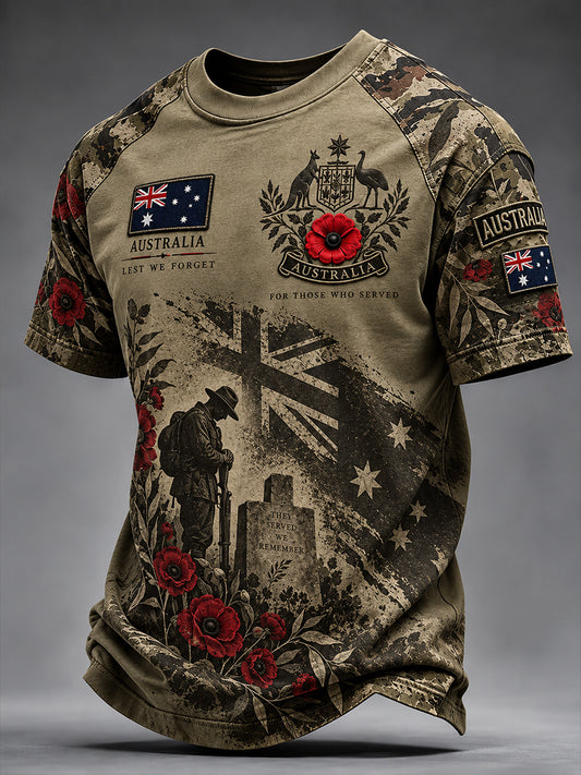 Men's Australian Veterans Remembrance Day Short Sleeves T-Shirt