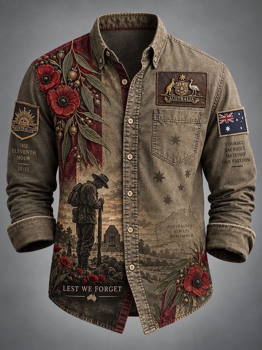 Men's Australian Veterans Remembrance Day  Waffle Shirt
