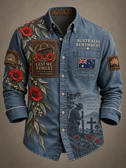 Men's Australian Veterans Remembrance Day  Waffle Shirt