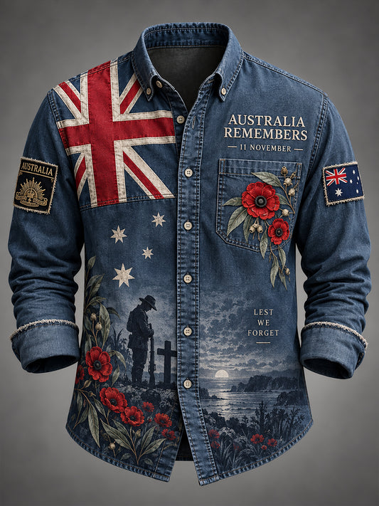 Men's Australian Veterans Remembrance Day  Waffle Shirt