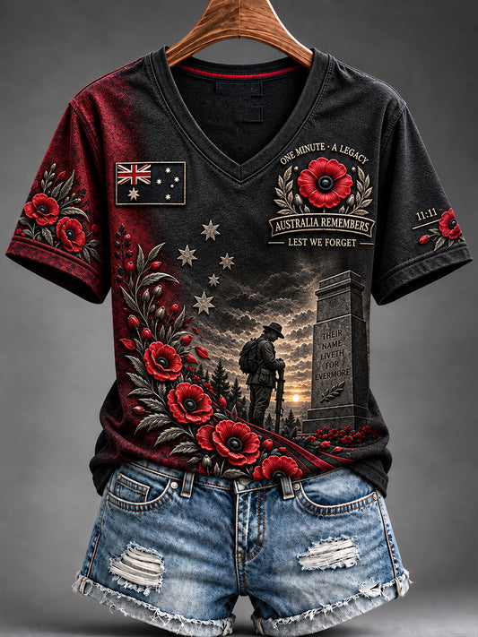 Women's Australian Veterans Remembrance Day Short-Sleeved T-Shirt