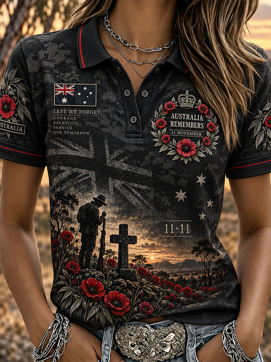 Women's Australian Veteran Remembrance Day Polo T-Shirt